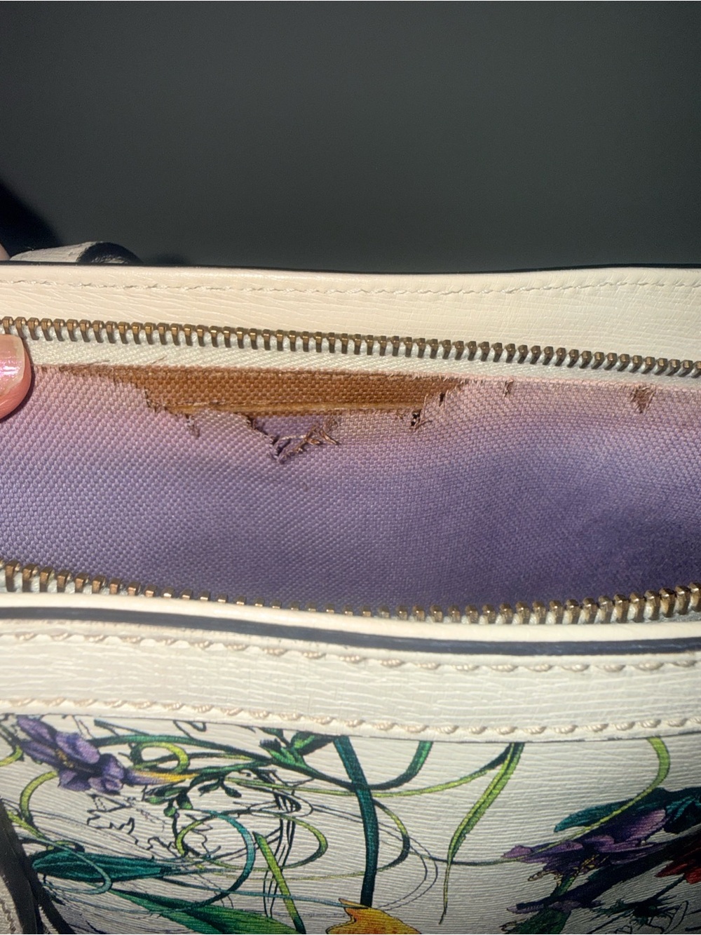 Gucci Flora Nice All Leather Tote Bag Ivory - Picture 15 of 16
